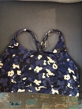 Old Navy Navy Blue & White Floral Sports Bra